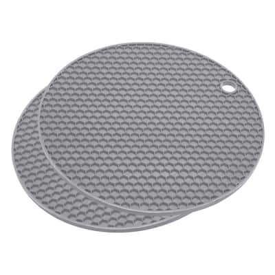 Silicone Trivet Mats 2pcs, Round Hot Pan Pads Honeycomb Drying Mat - Light Gray - Light Gray