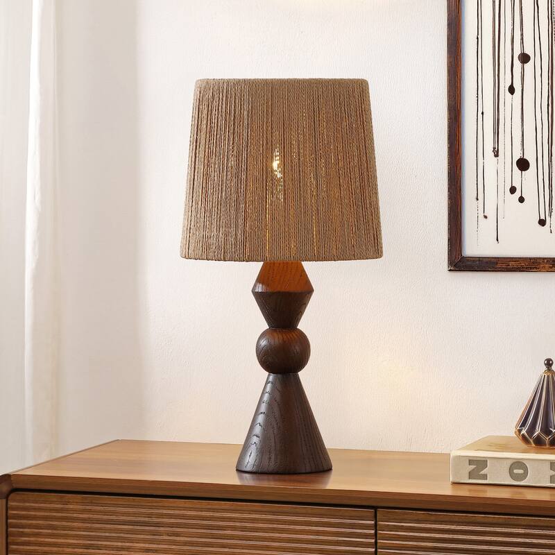 Orbic Taper 23.5" Resin/Metal LED Table Lamp with Paper Rope Shade, By JONATHAN Y