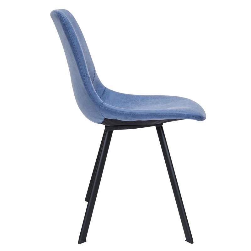 Markley Dining Chair with Leather Seat in Black Steel Legs, Scratch-Resistant, Ergonomic & Comfortable Modern Kitchen Chair
