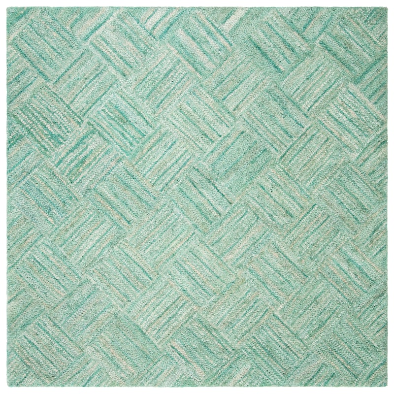 SAFAVIEH Handmade Nantucket Bimla Contemporary Cotton Rug - 6' Square - Green/Multi