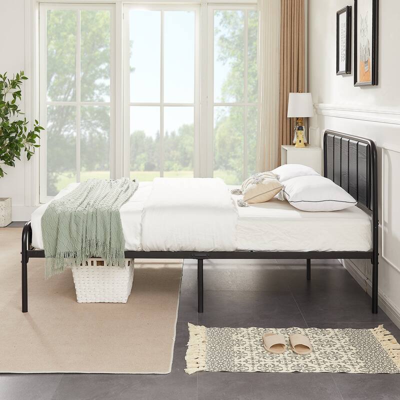VECELO Platform Bed Frame with Wood Headboard,Twin/Full/Queen Size Bed