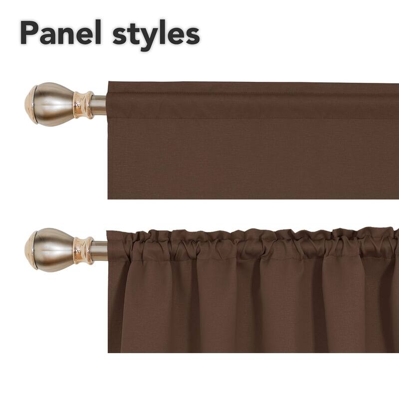 Rod Pocket Solid Window Valance for Kitchen (2 Panels)