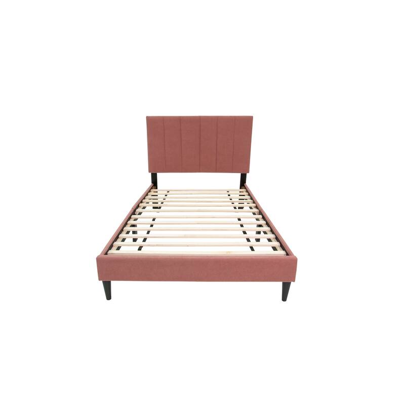 Adjustable Twin Bed with Channel-Tufted Headboard & 12-Slat Support System