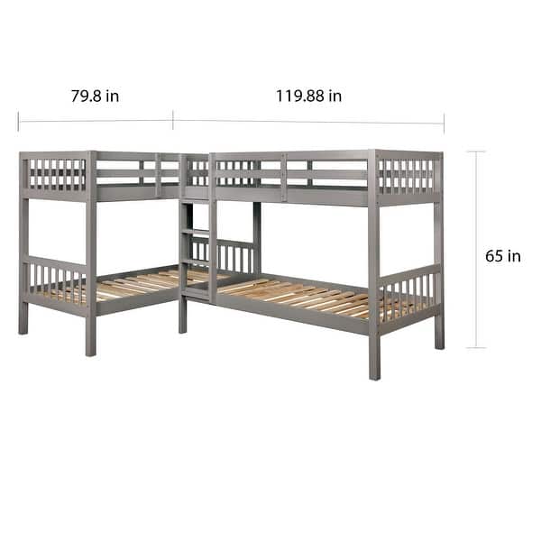 Jis Modern Twin over Twin Solid Wood L-shaped Bunk Bed by Furniture of America