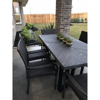 Moralis Outdoor 6-Seater Acacia Wood Dining Set with Wicker Chairs by Christopher Knight Home