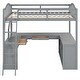 preview thumbnail 7 of 52, Full Loft Bed with U-shaped Desk, Storage & Tri-fold Mirror - Stylish & Functional, Grey