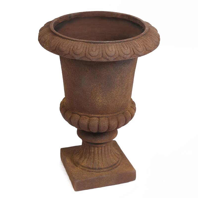 21.3" H Handmade Rustic Brown Fiber Stone Tall Urn Planter Pots - 21.3" H