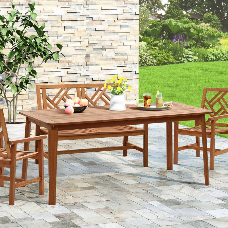 6-Person 70.5" Wide Outdoor Wooden Rectangular Dining Table