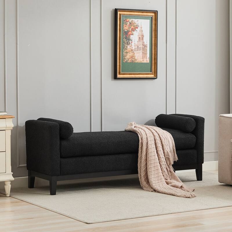 66.34"W Elegant Upholstered Bench - Black
