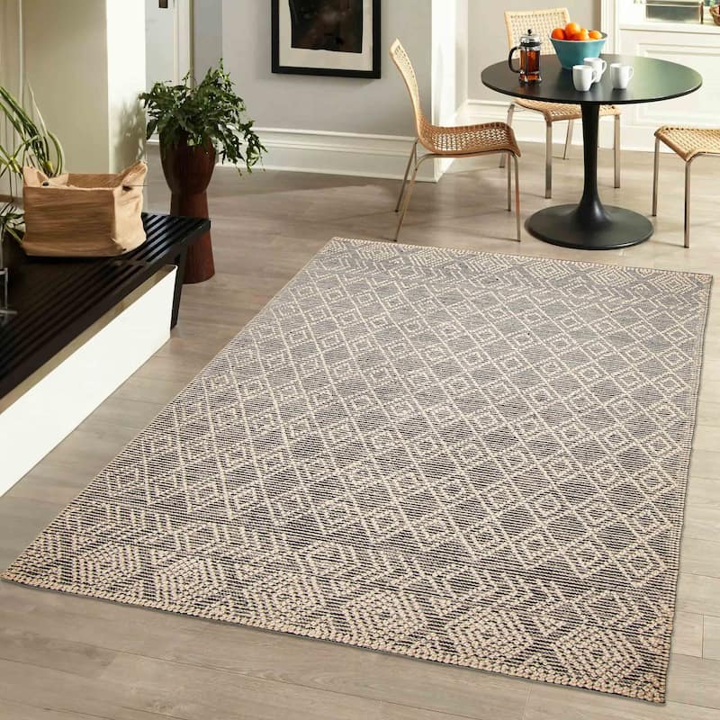 ECARPETGALLERY Braid weave Sienna Cream Wool Rug - 5'3 x 7'5