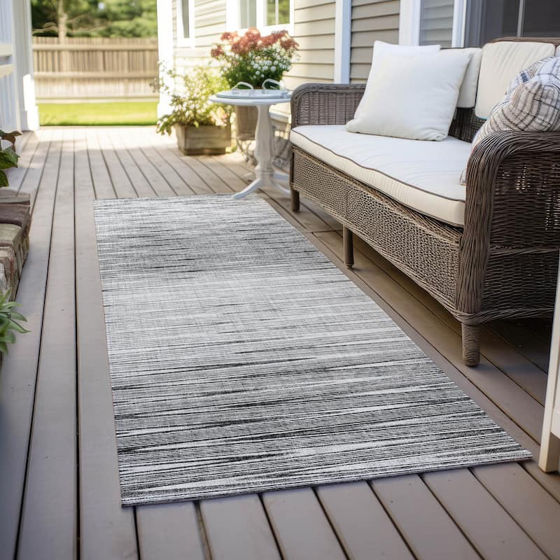 Machine Washable Indoor/ Outdoor Chantille Ombre Stripes Rug - Gray - 2'3" x 7'6"