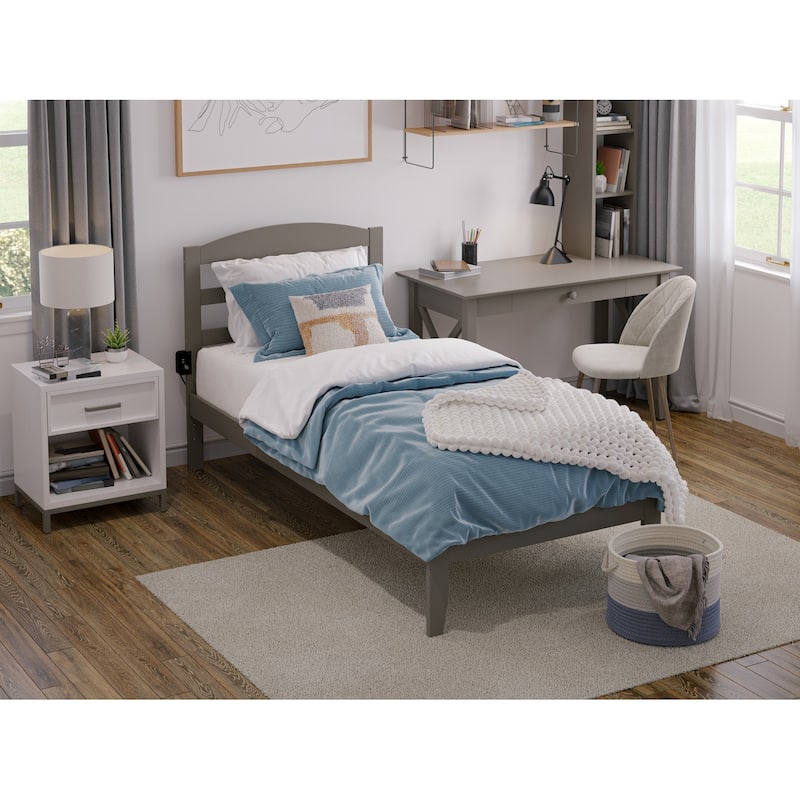 Warren Solid Wood Platform Bed with Attachable USB Charger