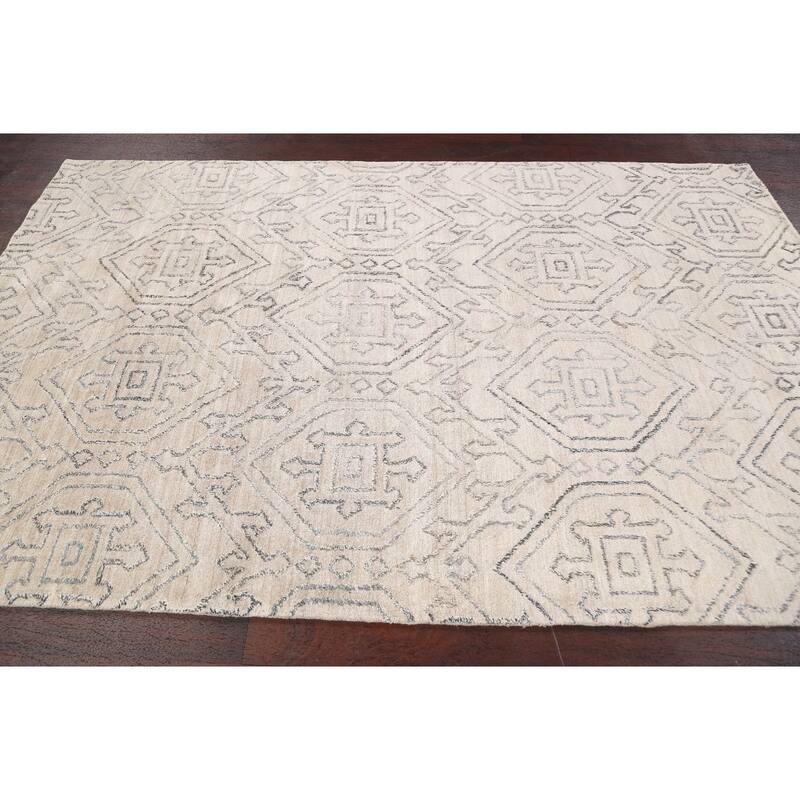Geometric Oriental Gabbeh Area Rug Wool Handmade Modern Carpet - 5'0" x 7'10"