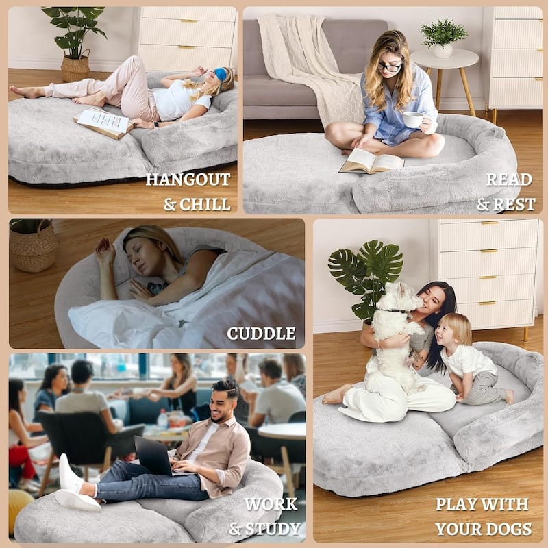 Foldable Nap Sofa, Human Giant Oval Dog Bed for Adults & Pets