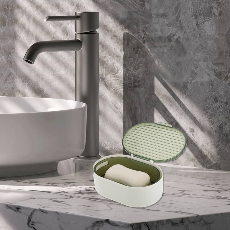 Portable Double Layer Soap Dish for Bathroom 5.91"x4.33"x2.17" 1 Pc - Clear Green