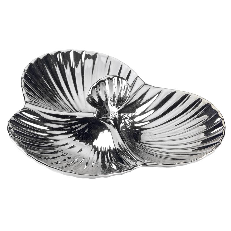 Certified International Silver Coast 3-D Shell 3 Section Server - 11" x 10.5" x 4"
