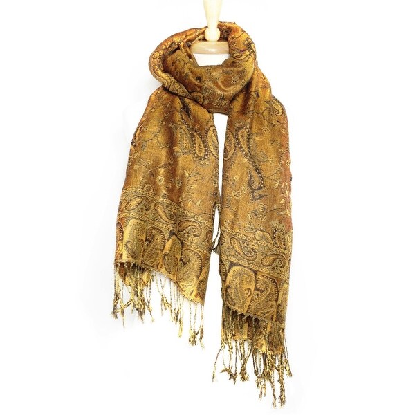 Reversible Paisley Pashmina Shawl Wrap Elegant Colors - 72" x 27". Opens flyout.
