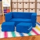 preview thumbnail 37 of 48, Jaxx Zipline Modular Kids Loveseat with Ottomans Blueberry