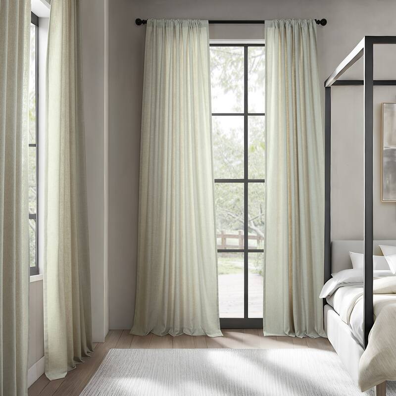 Exclusive Fabrics Basic Faux Linen Curtain Pair - 2 Panels - Light Filtering Window Curtains