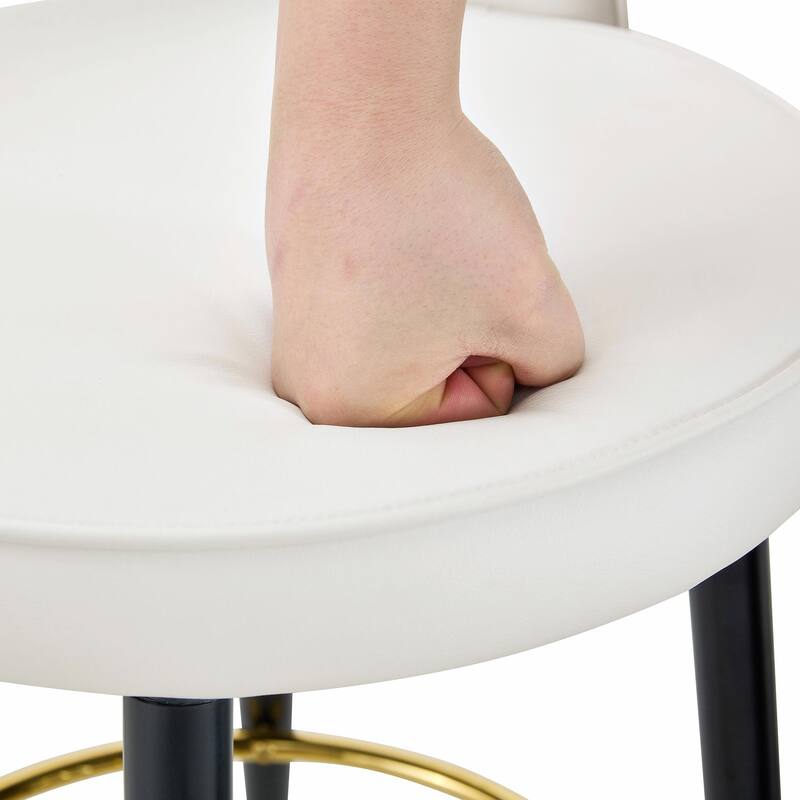 360° Rotatable Bar Chair with Modern PU Upholstery and Metal Legs