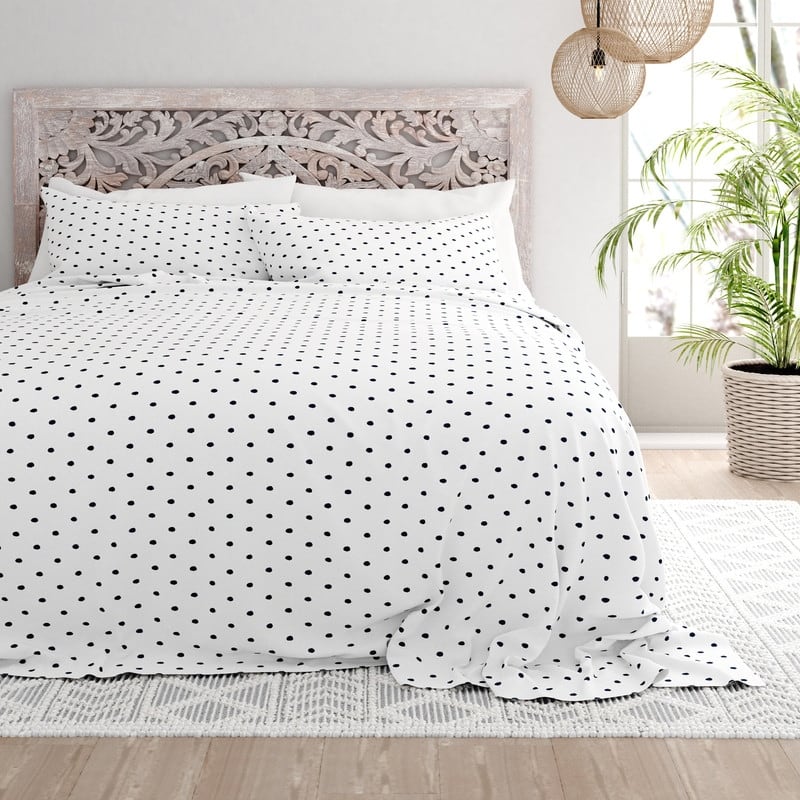 Becky Cameron Dots Pattern 4 Piece Deep Pocket Bed Sheets Set