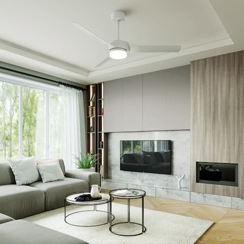 UKISHIRO 52 Inch Modern Ceiling Fans with Integrated LED Light and Remote Control, DC Moter