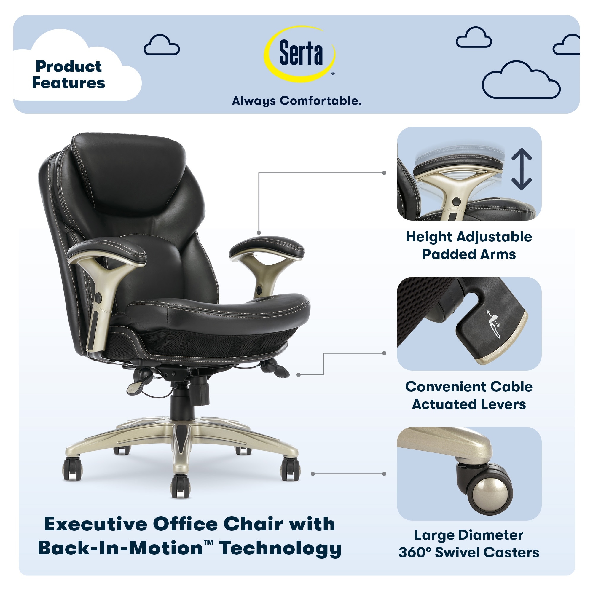 Serta works ergonomic executive chair sales