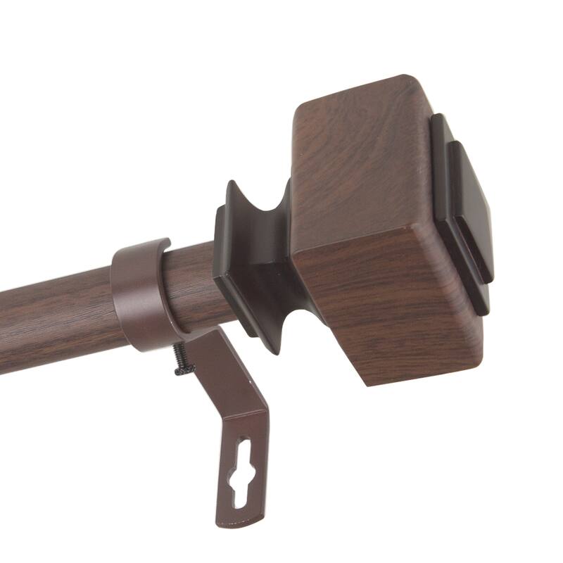 InStyleDesign Elena 1 inch Faux Wood Curtain Rod - 48 to 84 inches - Dark Walnut