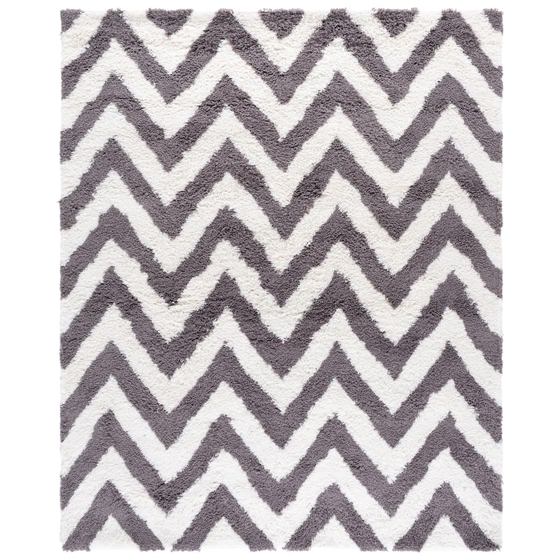 SAFAVIEH Handmade Kanesha Shag Karien Rug - 11' x 15' - Ivory/Grey