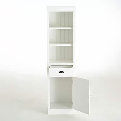 75" Tall Retro Display Shelf with Cabinet - White, Space-Saving