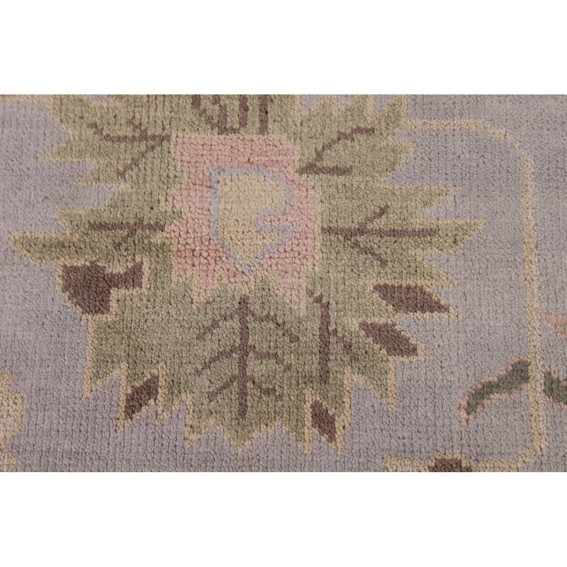 All-Over Gray & Ivory Oushak Indian Area Rug Hand-Knotted Wool Carpet - 9'4" x 11'11"