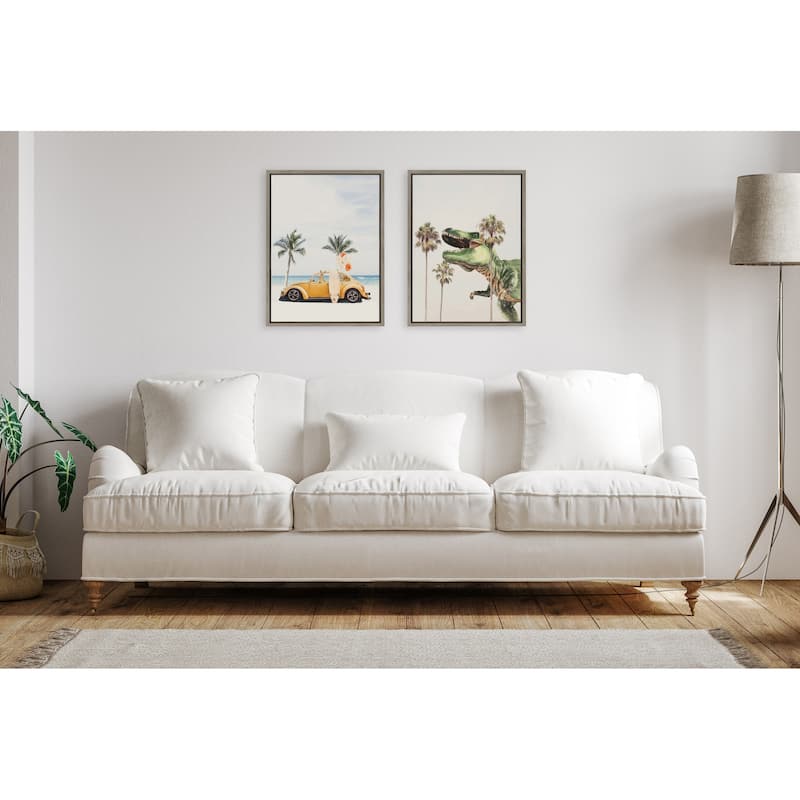 Kate and Laurel Sylvie Dinosaur Framed Canvas by July Art Prints