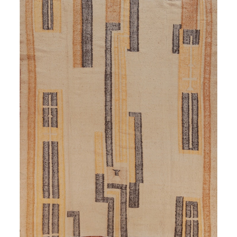 Hand Woven Oriental 100% Jute Carpet Southwestern Modern Beige & Ivories Kilim Area Rug - 9' 3'' X 8' 11''