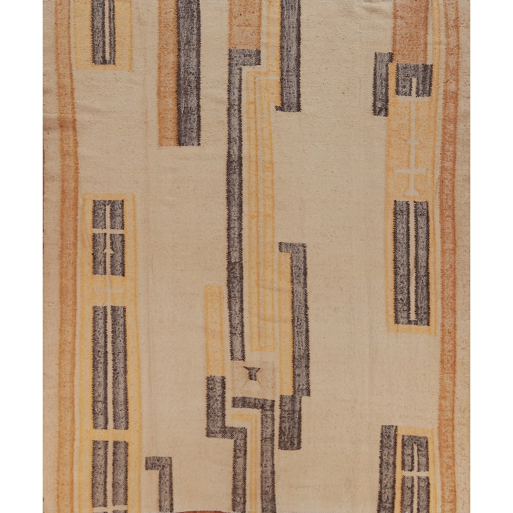 Hand Woven Oriental 100% Jute Carpet Southwestern Modern Beige & Ivories Kilim Area Rug - 9' 3'' X 8' 11''