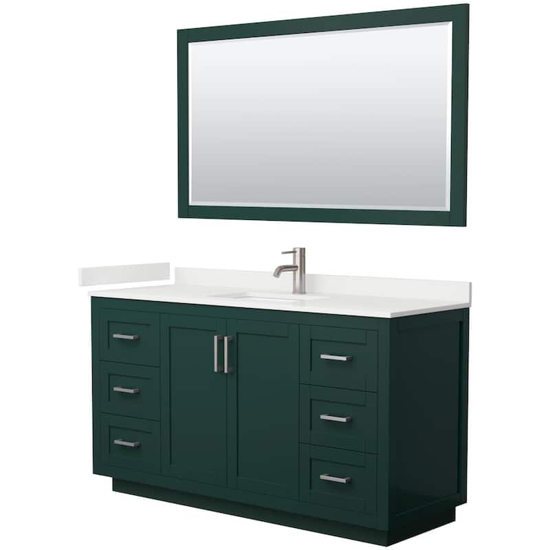 Wyndham Collection WCF292960S-QTZ-UNSM58 Miranda 60" Free Standing - Green / White Quartz Top / Brushed Nickel Hardware