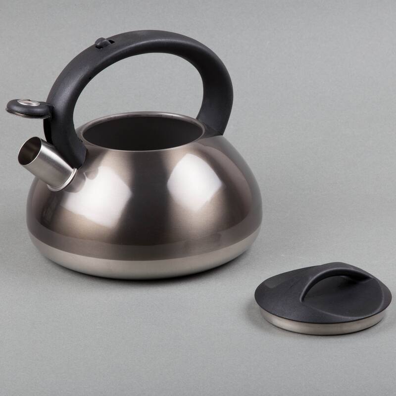 Creative Home Sphere 3.0 Quart Stainless Steel Whistling Tea Kettle, Metallic Smoke Color
