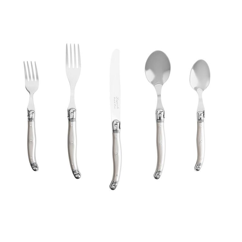 French Home 20 Piece Laguiole Flatware Set, Service for 4, Pewter