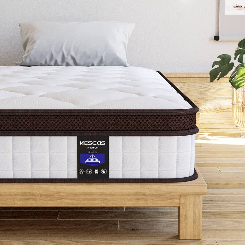 Kescas 8inch Memory Foam Motion Isolation Pocket Spring Mattress Bed