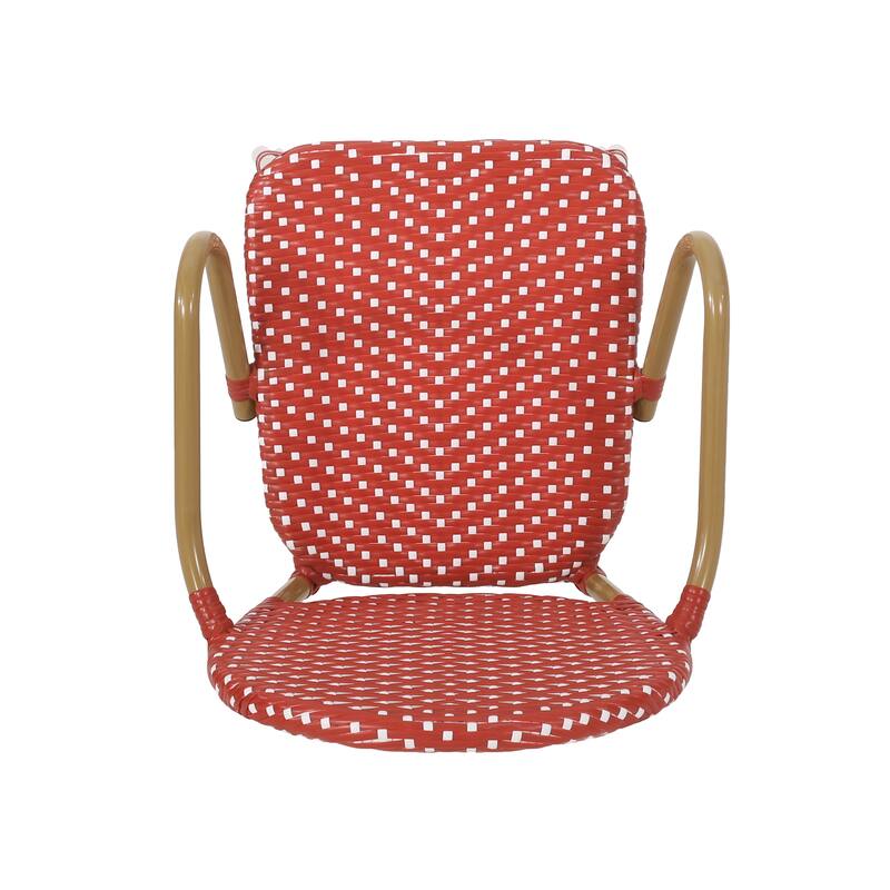 Outdoor Wicker and Aluminum Barstools, Set of 2