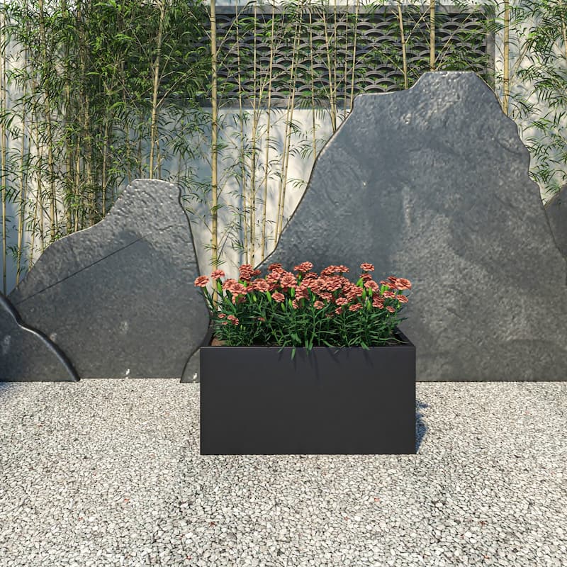 Bloom Rectangular Planter in Fiberstone and MgO Clay for Indoor Outdoor