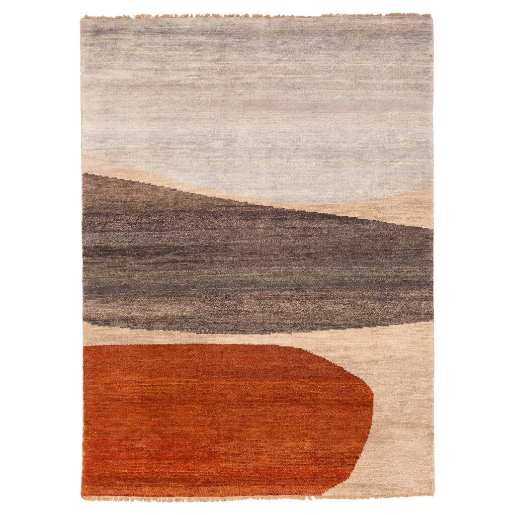 ECARPETGALLERY Hand-knotted Peshawar Ziegler Light Khaki Wool Rug - 4'11 x 6'8