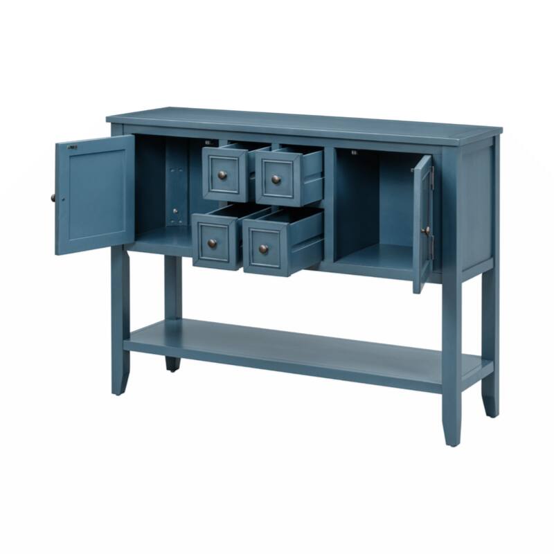 Cambridge Series Ample Storage Vintage Console Table with Four Small Drawers and Bottom Shelf