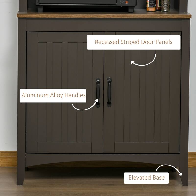 HOMCOM 70" Kitchen Buffet Hutch with 3-Tier Shelving, Freestanding Storage Pantry Cabinet w/ Adjustable Shelves and Countertop