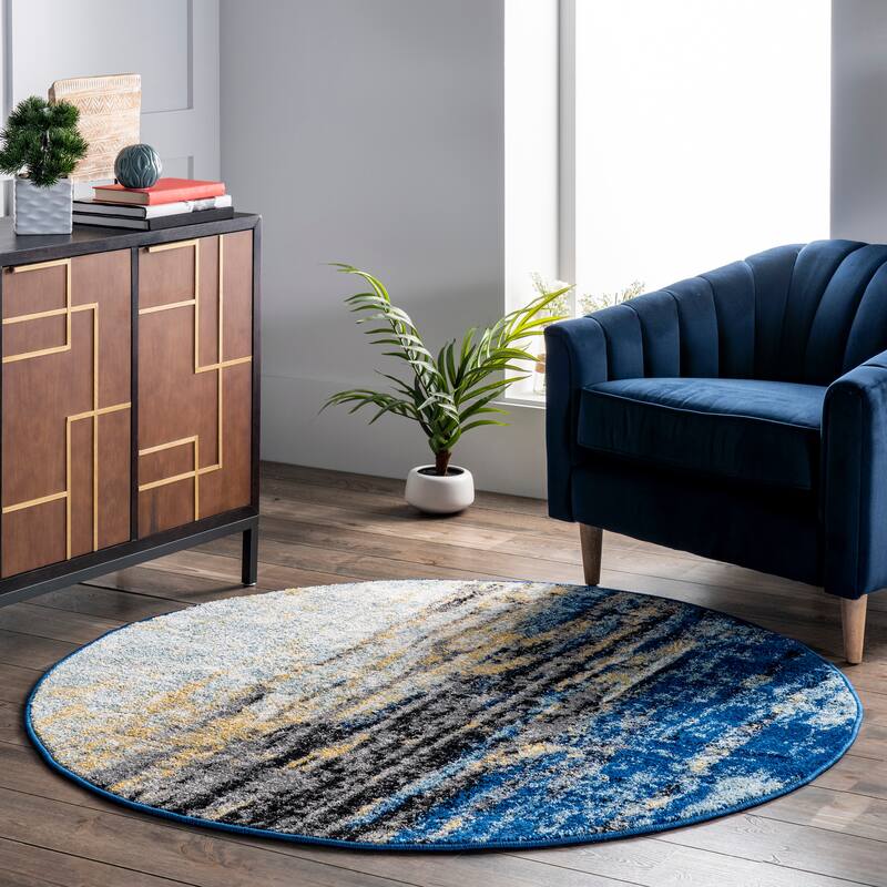 Nuloom Katharina Abstract Motif Area Rug - 5' Round - Blue - Rectangle