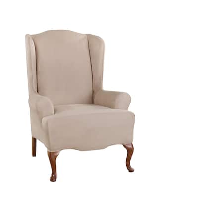SureFit Ultimate Stretch Suede 1 Piece Wing Chair Slipcover