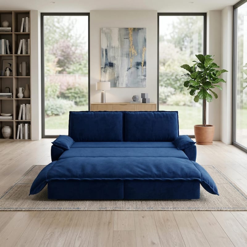 Homy Casa 72'' Queen Pull Out Sofa Bed, 3-in-1 Corduroy Sleeper Couch