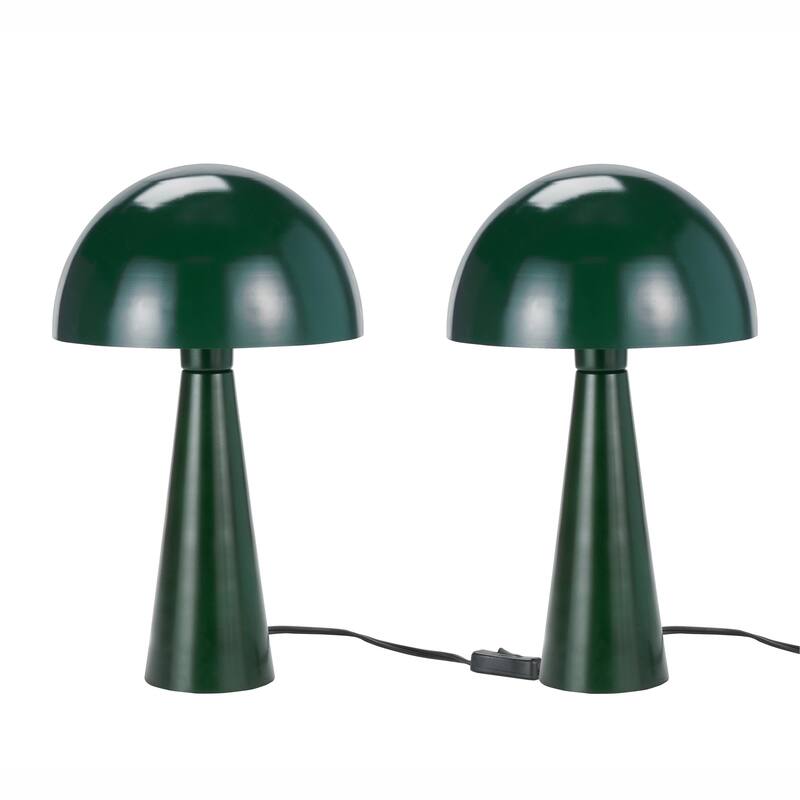 Nourison 16" Mushroom Shaped Iron Table Lamps, Set of 2