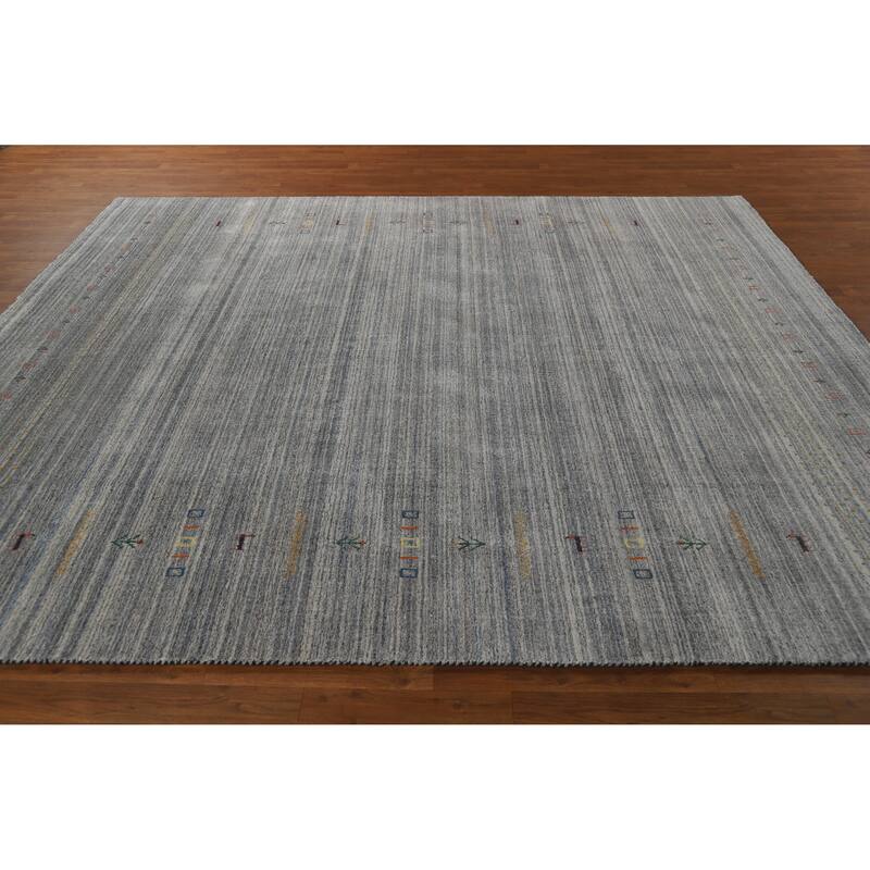 Hand Knotted Oriental 100% Wool Carpet Tribal Tribal Greys & Charcoal Gabbeh Area Rug - 9' 9'' X 8' 1''