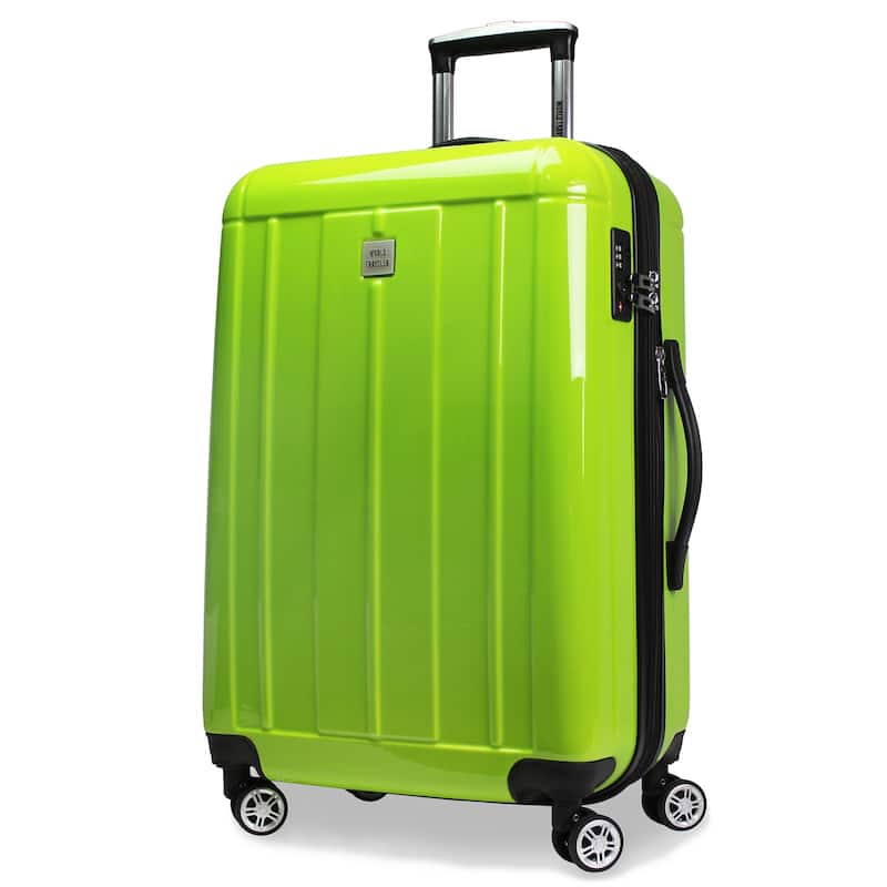 World Traveler 24-Inch Checked Spinner Hardside TSA Lock Luggage - Apple Green