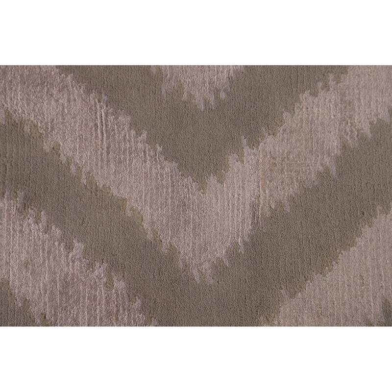 Chevron Style Modern Indian Area Rug Handmade Wool Carpet - 7'11"x 9'10"